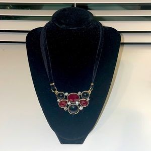 Chico’s Black Velvet & Gold Statement Necklace